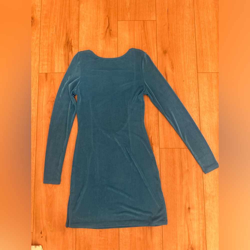 Lioness Teal Shimmery Long Sleeve Dress